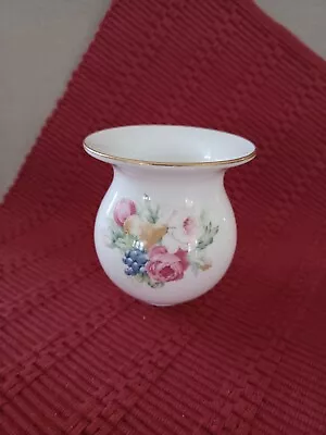 Mikasa Rosemead Vase 3  Peonies & Fruit Gold Gilt Bone China Pre-owned • $19.99