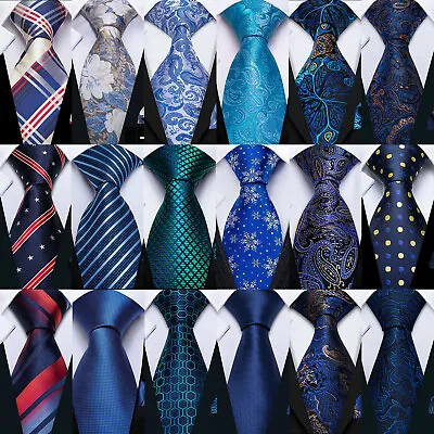 £8.39 • Buy Mens Silk Tie Navy Blue Paisley Floral Striped Geometric Novelty Necktie Set