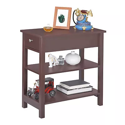 3-Tier End Table Side Table W/ Storage Drawer Shelf Home Decor Durable Table • $45.58