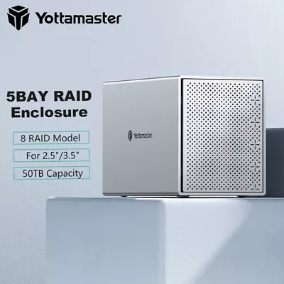 Yottamaster 5 Bay RAID Hard Drive Enclosure Type-C USB Fr 2.5  3.5  SATA HDD SSD • $174.83