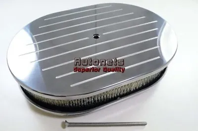 12  Oval Aluminum Air Cleaner Filter 4 Barrel Carbs SBC Hot Rod Rat Rod Kustom • $69.96