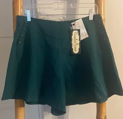 NWT Voodoo Vixen Green Sailor Flowy Shorts Pockets Pin Up Mod SZ LG • $15.99