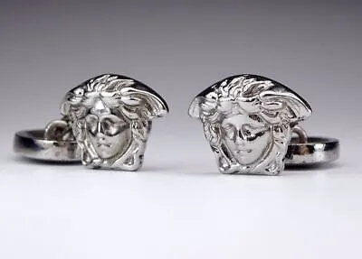 Versace Cufflinks Cuff's Button Silver X Black Color Medusa Onyx Men's Jewelry • $366.18