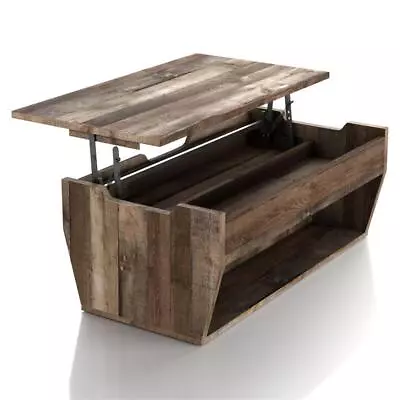 Bowery Hill Wood Lift-Top Coffee Table In Reclaimed Barnwood • $260.19