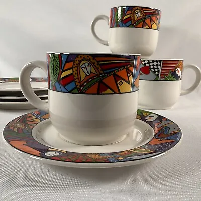 1990 Set Of 4 Vitromaster Metropolitan Coffee Teacups & Saucer Set  • $19.99