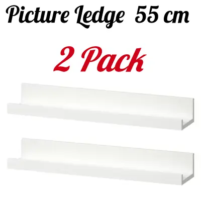IKEA MOSSLANDA Picture Photo Ledge Rail Shelf White 55cm  [Pack Of 2] • £20.99