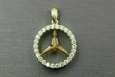 2Ct Round Lab Created Diamond Mercedes Shape Pendant 14K Yellow Gold Plated • $97.99