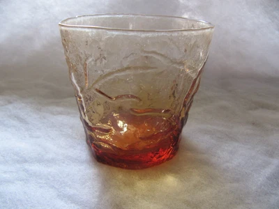 $9 • Buy Morgantown Seneca Driftwood Amber Crinkle Rocks Glass