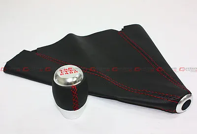 M10 X 1.5 Chrome 6 Speed Shift Knob Red Stitching + Black Leather Boot For Honda • $31.99