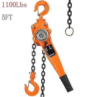 1/2 Ton Lever Block Steel Chain Hoist Manual Ratchet 1100lb 5FT G80 Chain Lifter • $73.99