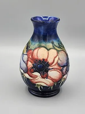 Vintage Moorcroft Anemone Pattern Blue Pink Purple 5  Vase England Signed • $350