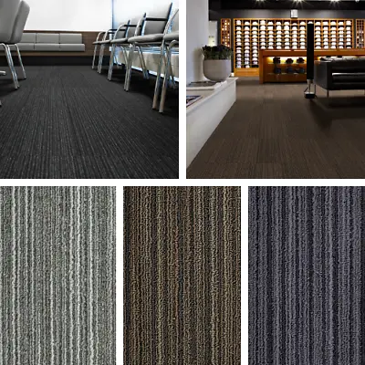 £0.99 • Buy Striped Carpet Tiles Heavy Duty Commercial Contract Loop Pile Stripe Floor Tile