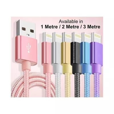 USB Cable For IPhone 14 13 12 11 XS 8 7 6 Long Charger Charging Fast Lead 2m 3m • £2.83