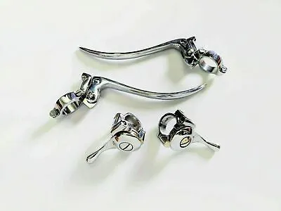 Universal Vintage  Motorcycle Brass Lever Set + Choke Levers 1” Handle CHROME • $85.49