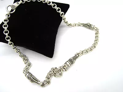 Vintage 1996 Barry Kieselstein Cord Sterling Silver Alligator 59.9 Gram Necklace • $1299