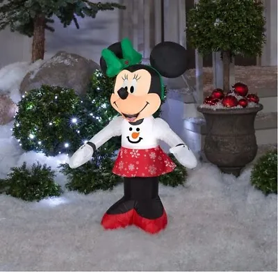 D Gemmy 119258 Minnie Mouse In Snowman Snowflake Outfit Inflatable 3.5ft • $29.99