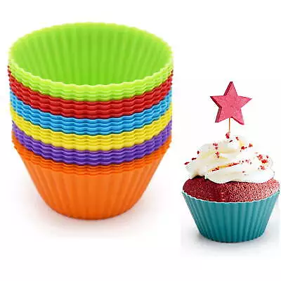 24 Pack Silicone Cupcake Baking Cups Reusable & Non-stick Muffin Cupcake Tvtntk • $6.99