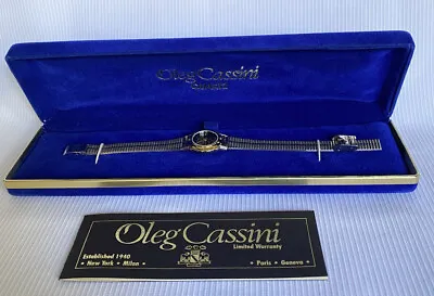 Vintage OLEG CASSINI Quartz Gold And Silver Tone Women’s Wrist Watch New • $89.99