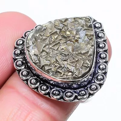 Magnetite Pyrite Gemstone Handmade 925 Sterling Silver Jewelry Ring Sz.7.5(US) • $10.44