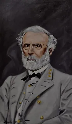 $50 • Buy Vintage Oil Painting On Canvas Board General Robert E. Lee CSA Signed