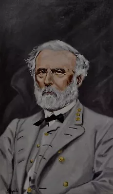 $50 • Buy Vintage Oil Painting On Canvas Board General Robert E. Lee CSA Signed