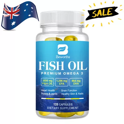 Omega 3 Fish Oil Capsules 3600mg 3x Strength EPA & DHA For HeartBrain Health • $21.93