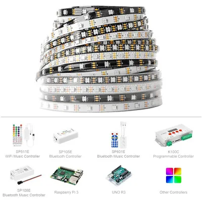 WS2812B RGBIC LED Strip Light Addressable Rainbow Pixel Tape Lamp 30/60/144LED/M • $5.49