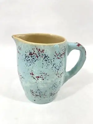 Vtg Medalta Potteries Ceramic Creamer Blue With Red And Blue Speckles • $16