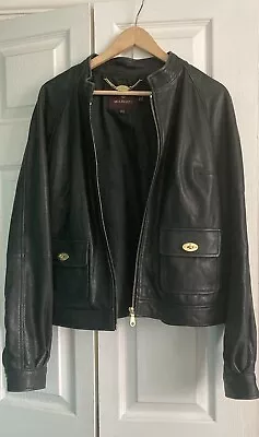 Mulberry Black Bayswater Postman’s Lock Soft Leather Biker Jacket UK 14 (12-14) • $198.94