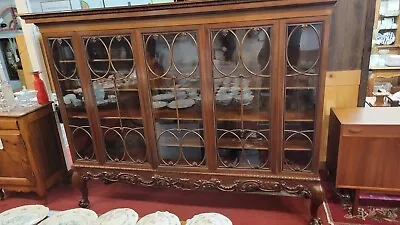 Antique Mahogany China Cabinet Chippendale Ball & Claw Feet Shell Carvings  • $2995