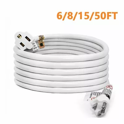 6/8/25/50Feet 16/3 Heavy Duty Extension Cord Extension Cord Indoor Outdoor White • $10.99