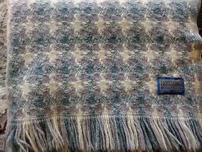 Vintage Pendleton Wool Blue & Purple Plaid Fringe Throw 62x46 • $54.99