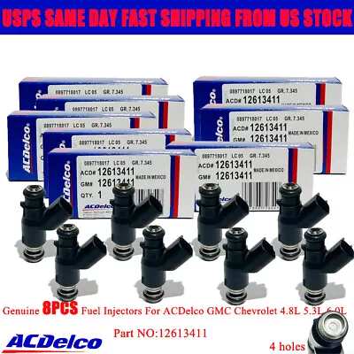 8PCS Genuine Fuel Injectors For ACDelco GMC Chevrolet 4.8L 5.3L 6.0L 12613411 • $47.99