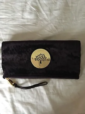 Authentic Mulberry Daria Clutch - Grape Ostrich Velvet - New. • £250