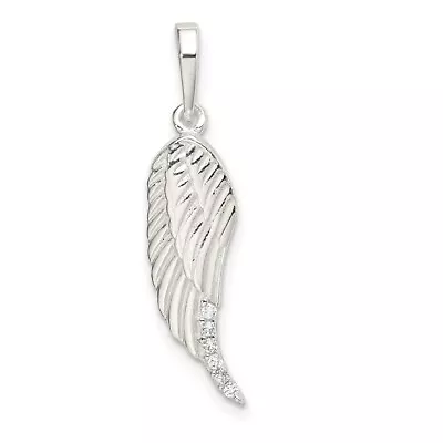 Sterling Silver 925 Polished Angel Wing Charm Pendant 1.2 Inch • $18.73