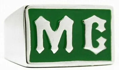  MC Ring Green Motorcycle Club Biker Stainless  Sz 789101112131415 • $16.99