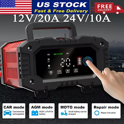 20-Amp Smart Battery Charger 12V/24V 20A/10A Lithium Lifepo4 Lead-Acid GEL AGM • $42.99