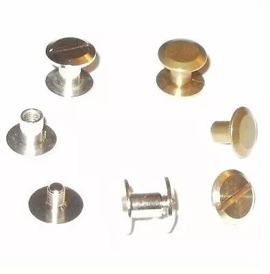 £4.19 • Buy Small 9mm Wide Chicago Screws Studs Brass / Nickel Plated