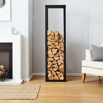 Neo Large Black Firewood Log Rack Storage Holder Metal Shelf Stand Tall Steel • £44.99