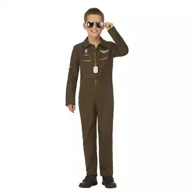 Top Gun Maverick Childs Aviator Costume Green Jumpsuit • $57.19