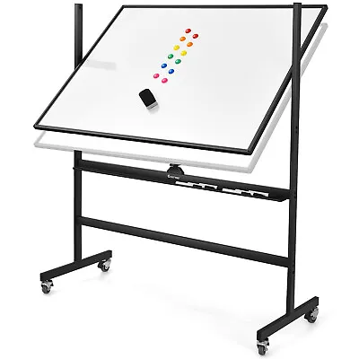 Costway Height Adjust 48 X36  Mobile Magnetic Double-Sided Reversible Whiteboard • $139.99