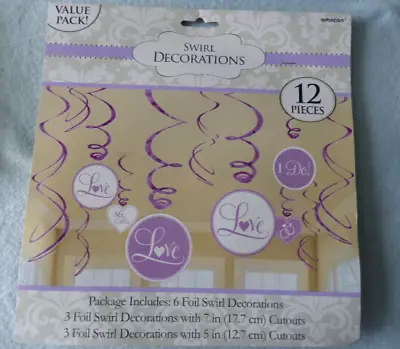 Purple Swirl Shower / Wedding Love I Do Mr. & Mrs. Decorations 12 Pieces • $8.99