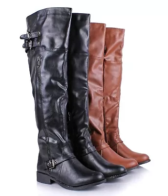 2 Color Faux Leather Fashion Military Style Over The Knee Combat Womens Boots • $35.99