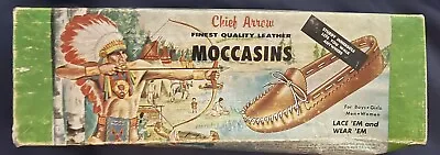 Vintage 1958 Chief Arrow Arrow Leather Goods Blue Moccasins Kit Size 10-11 Men • $110