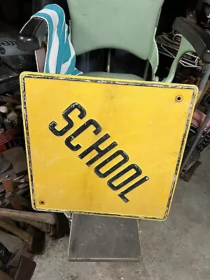 Vintage Old VT Vermont Yellow Crossing Bus School Embossed Road Street Sign USA • $149.99