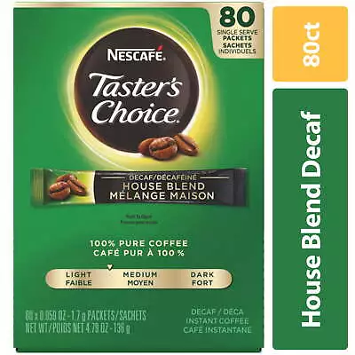 NESCAFE Decaf Taster's Choice Medium Light Roast Instant Coffee 80 Packets • $18.63