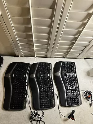 LOT OF 4 Microsoft Natural Ergonomic Keyboard 4000 V1.0 Wired USB READ • $89