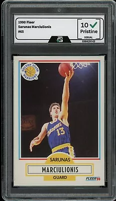 1990 Fleer #65 Sarunas Marciulionis GRADED 10 GEM MINT Rookie Card RC • $12