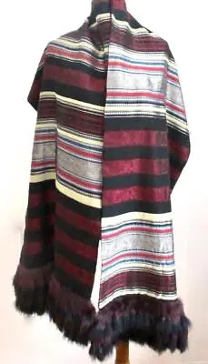 ETRO Milano Multi-color Shawl W Fur Strips Hanging Each End Gorgeous • $75