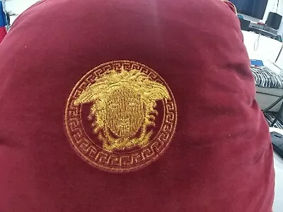 RARE 90s VINTAGE GIANNI VERSACE ATELIER VERSACE PILLOW Burgandy Velvet Medusa  • $600